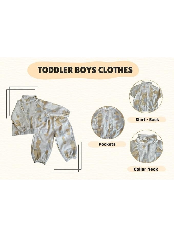 MINIIMODZ Baby Boys 2 Pcs Pants Set Cute Paper Print Casual Long Sleeve Sweatshirt with Co ord Pant, Best for Gifting - Image 3